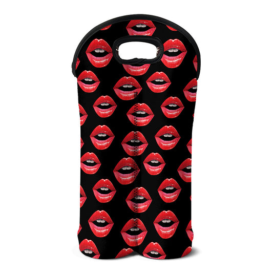Women's Lips Pattern Print Double Neoprene Wine Tote