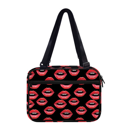 Women's Lips Pattern Print Double Strap Bible Bag