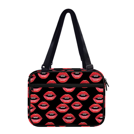 Women's Lips Pattern Print Double Strap Bible Bag