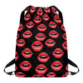 Women's Lips Pattern Print Drawstring Backpack