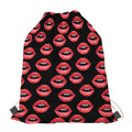 Women's Lips Pattern Print Drawstring Bag