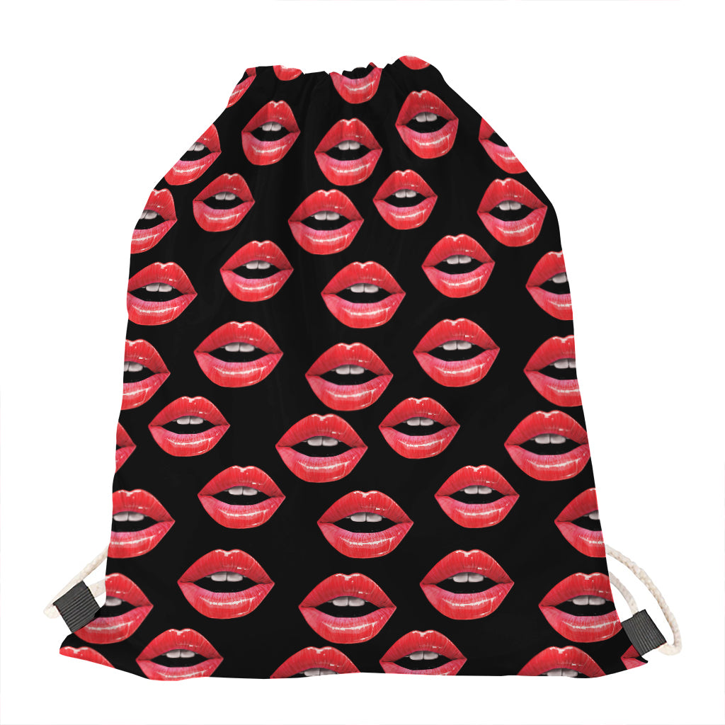 Women's Lips Pattern Print Drawstring Bag