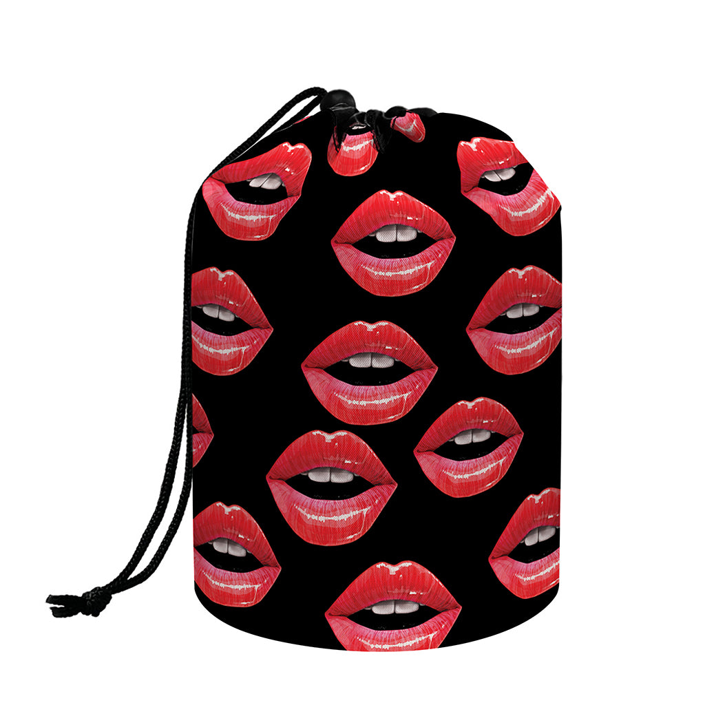 Women's Lips Pattern Print Drawstring Makeup Bag