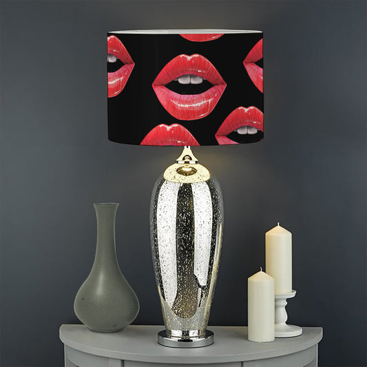 Women's Lips Pattern Print Drum Lamp Shade