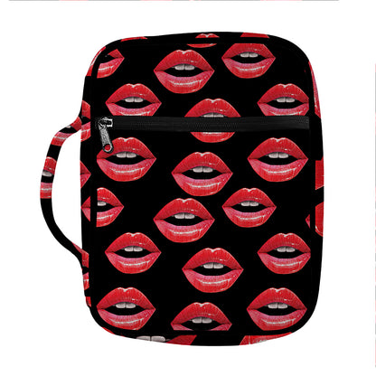 Women's Lips Pattern Print Front Pocket Bible Bag