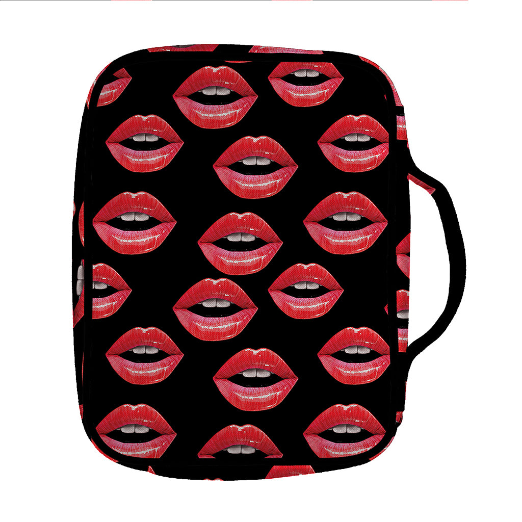 Women's Lips Pattern Print Front Pocket Bible Bag