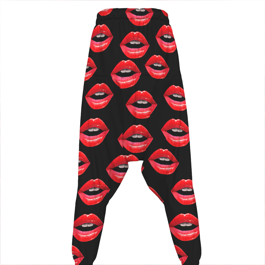 Women's Lips Pattern Print Hammer Pants