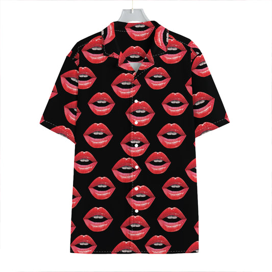 Women's Lips Pattern Print Hawaiian Shirt