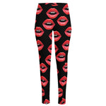 Women's Lips Pattern Print High-Waisted Pocket Leggings