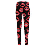 Women's Lips Pattern Print High-Waisted Pocket Leggings