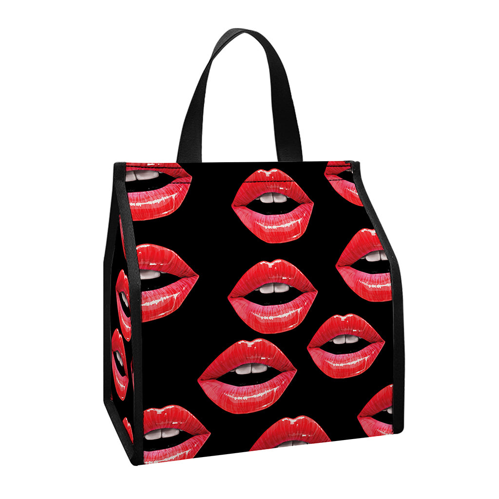 Women's Lips Pattern Print Insulated Lunch Tote