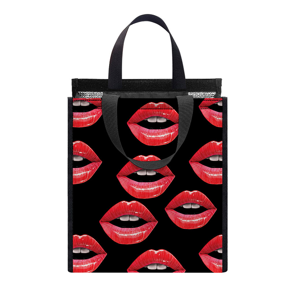 Women's Lips Pattern Print Insulated Lunch Tote