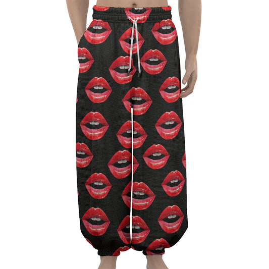 Women's Lips Pattern Print Lantern Pants