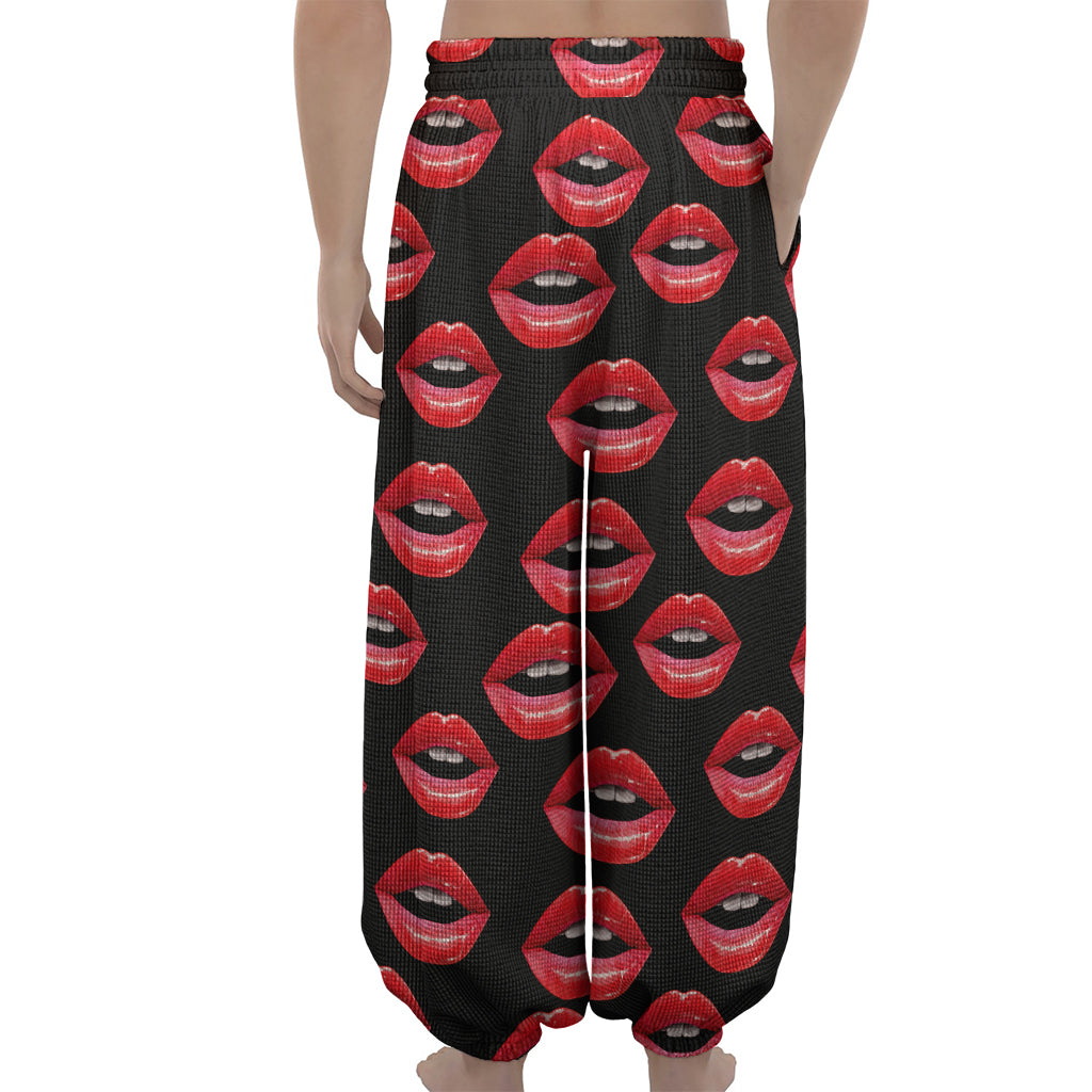 Women's Lips Pattern Print Lantern Pants