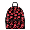 Women's Lips Pattern Print Leather Backpack