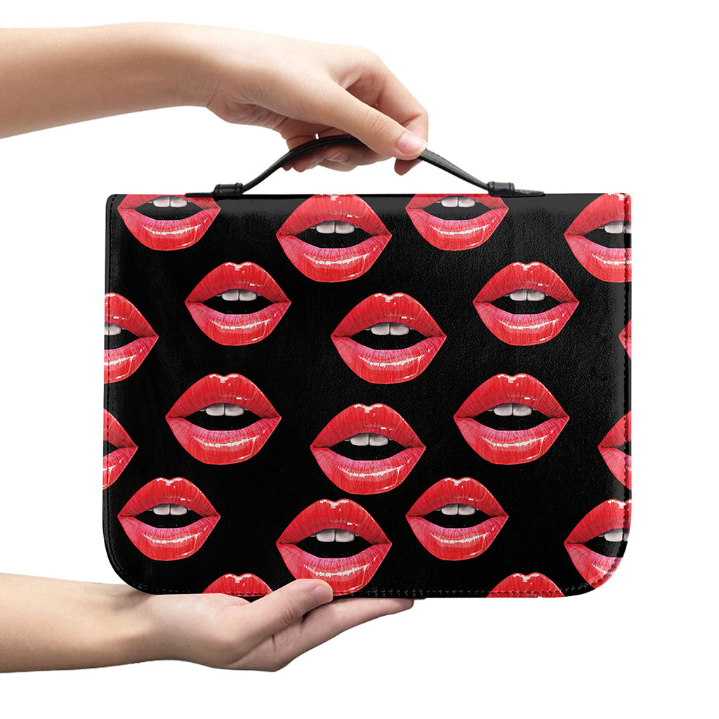 Women's Lips Pattern Print Leather Bible Cover