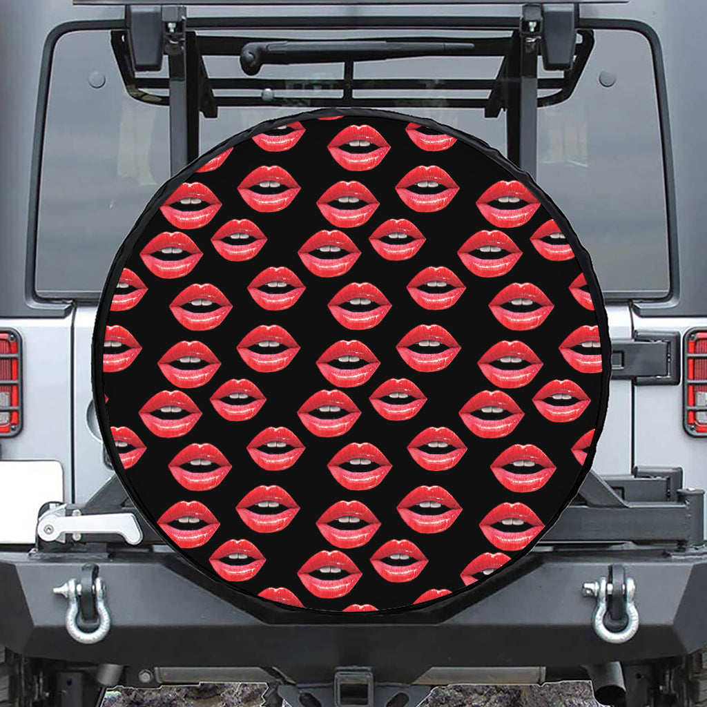 Women's Lips Pattern Print Leather Spare Tire Cover