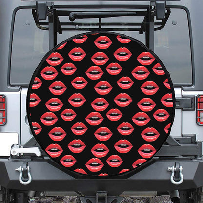 Women's Lips Pattern Print Leather Spare Tire Cover