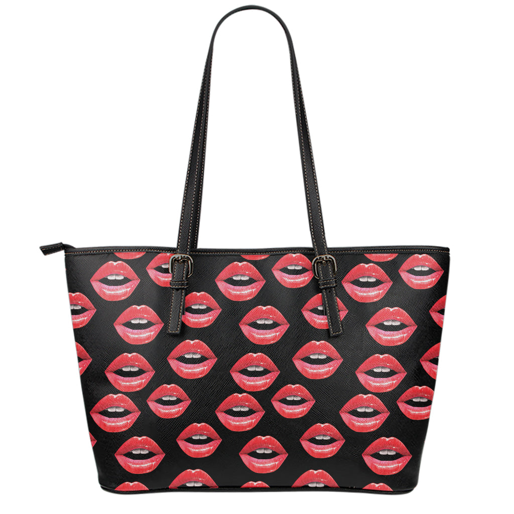 Women's Lips Pattern Print Leather Tote Bag