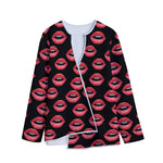 Women's Lips Pattern Print Long Sleeve Short Coat
