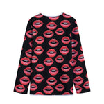 Women's Lips Pattern Print Long Sleeve Short Coat