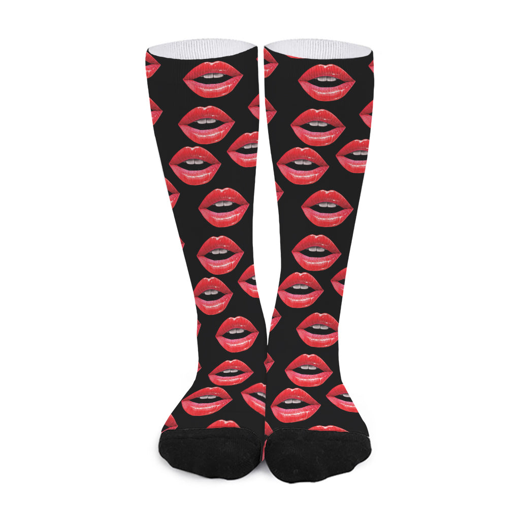 Women's Lips Pattern Print Long Socks