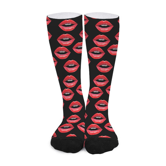Women's Lips Pattern Print Long Socks