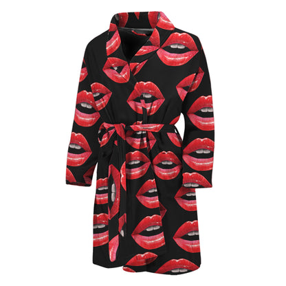 Women's Lips Pattern Print Men's Bathrobe
