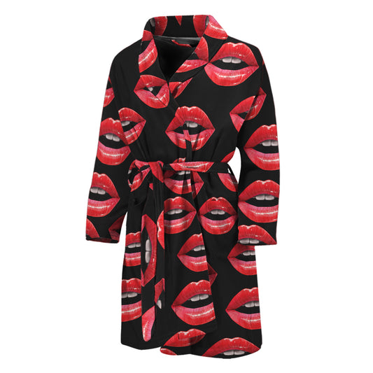Women's Lips Pattern Print Men's Bathrobe