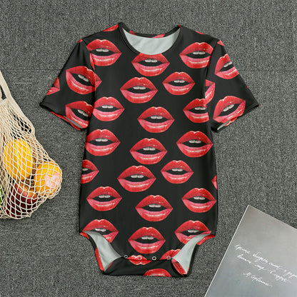 Women's Lips Pattern Print Men's Bodysuit