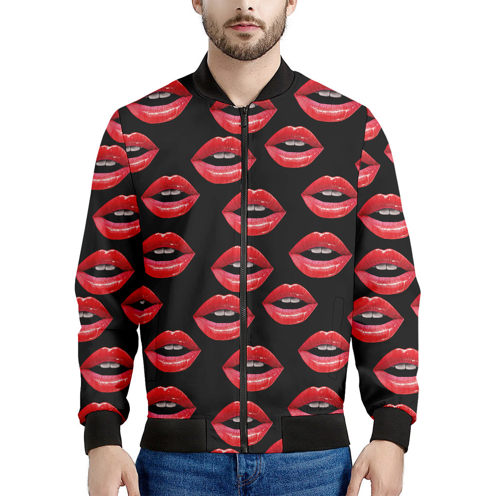 Women's Lips Pattern Print Men's Bomber Jacket