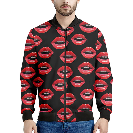 Women's Lips Pattern Print Men's Bomber Jacket