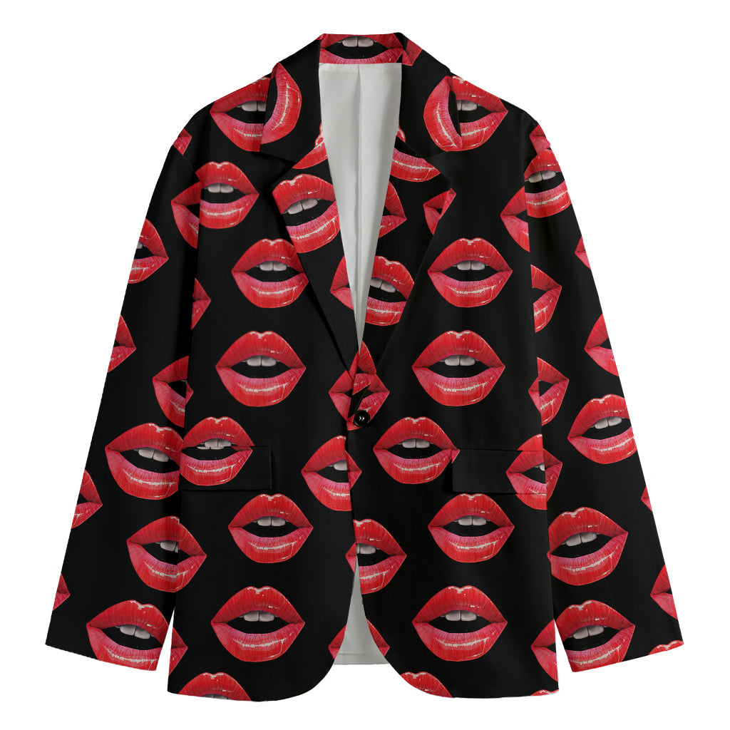 Women's Lips Pattern Print Men's Cotton Blazer