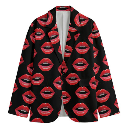 Women's Lips Pattern Print Men's Cotton Blazer