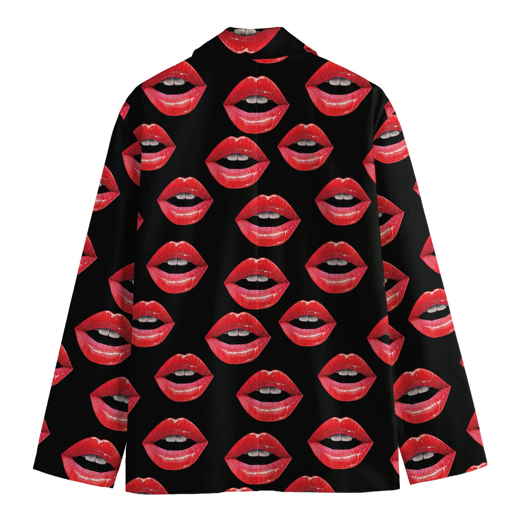Women's Lips Pattern Print Men's Cotton Blazer