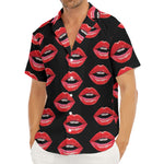 Women's Lips Pattern Print Men's Deep V-Neck Shirt