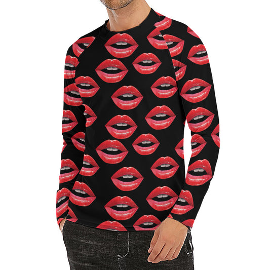 Women's Lips Pattern Print Men's Long Sleeve Rash Guard