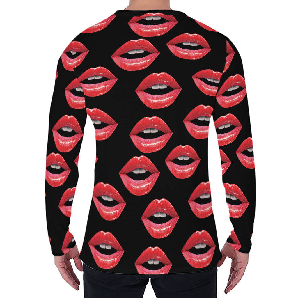 Women's Lips Pattern Print Men's Long Sleeve T-Shirt