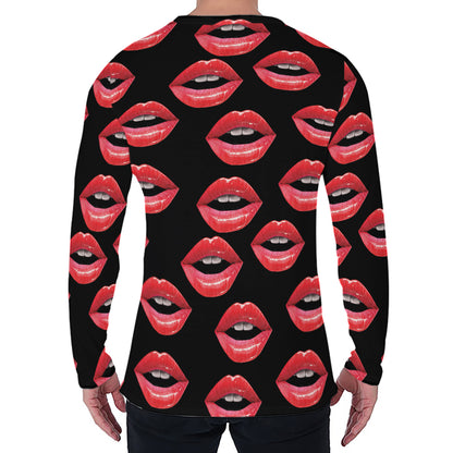 Women's Lips Pattern Print Men's Long Sleeve T-Shirt