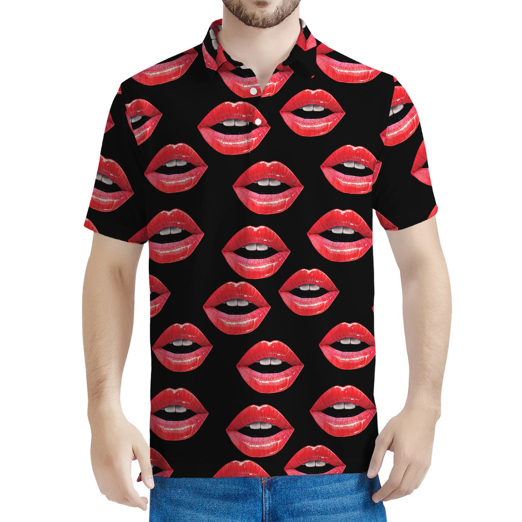 Women's Lips Pattern Print Men's Polo Shirt