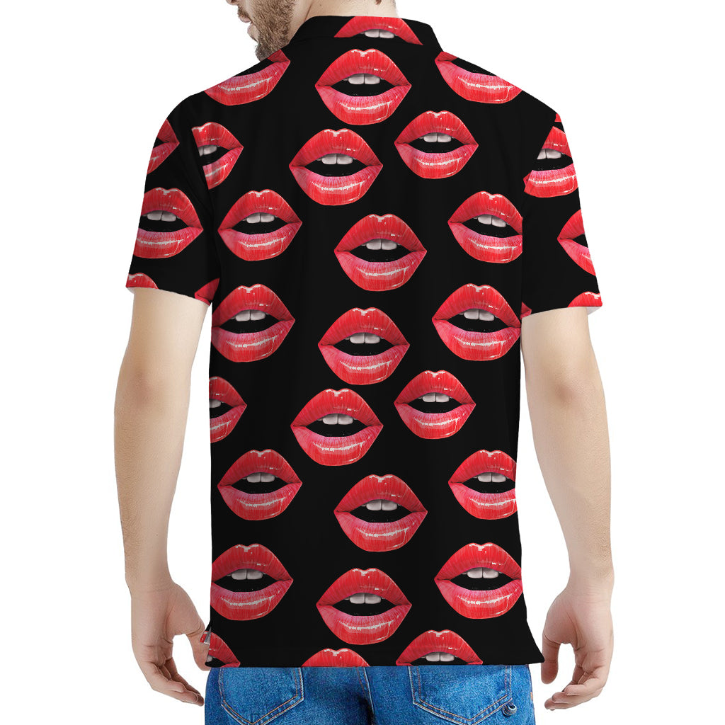 Women's Lips Pattern Print Men's Polo Shirt