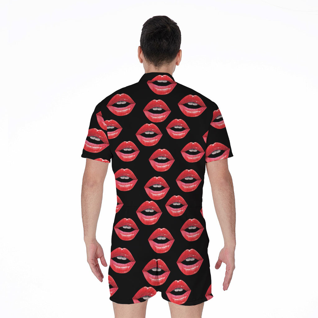 Women's Lips Pattern Print Men's Rompers