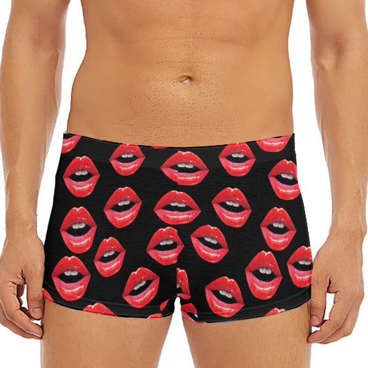 Women's Lips Pattern Print Men's Short Boxer Briefs