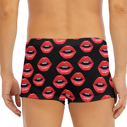 Women's Lips Pattern Print Men's Short Boxer Briefs