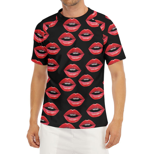 Women's Lips Pattern Print Men's Short Sleeve Rash Guard