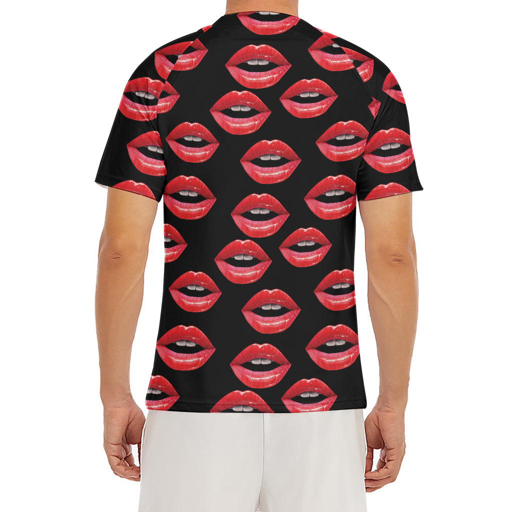 Women's Lips Pattern Print Men's Short Sleeve Rash Guard