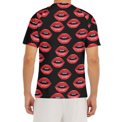 Women's Lips Pattern Print Men's Short Sleeve Rash Guard