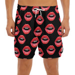 Women's Lips Pattern Print Men's Split Running Shorts