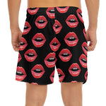 Women's Lips Pattern Print Men's Split Running Shorts