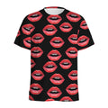 Women's Lips Pattern Print Men's Athletic T-Shirt